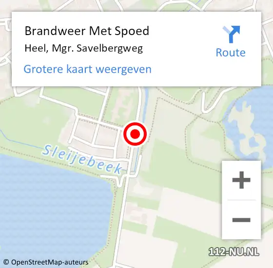 Locatie op kaart van de 112 melding: Brandweer Met Spoed Naar Heel, Mgr. Savelbergweg op 19 juli 2017 21:46