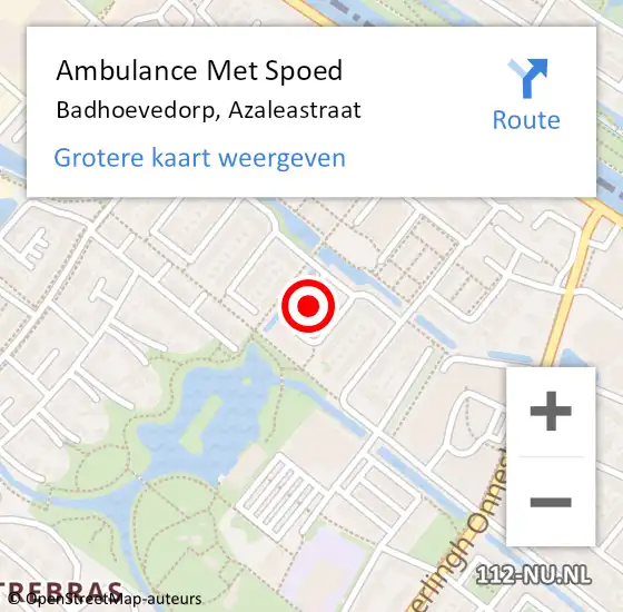 Locatie op kaart van de 112 melding: Ambulance Met Spoed Naar Badhoevedorp, Azaleastraat op 19 juli 2017 22:05