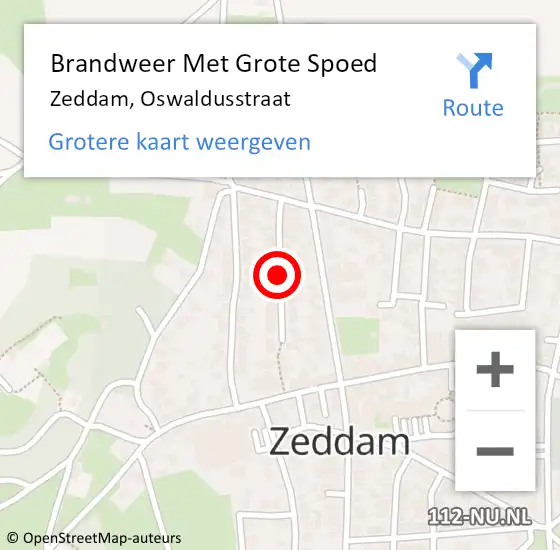 Locatie op kaart van de 112 melding: Brandweer Met Grote Spoed Naar Zeddam, Oswaldusstraat op 19 juli 2017 23:01