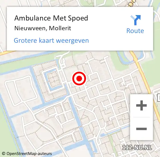 Locatie op kaart van de 112 melding: Ambulance Met Spoed Naar Nieuwveen, Mollerit op 19 juli 2017 23:25