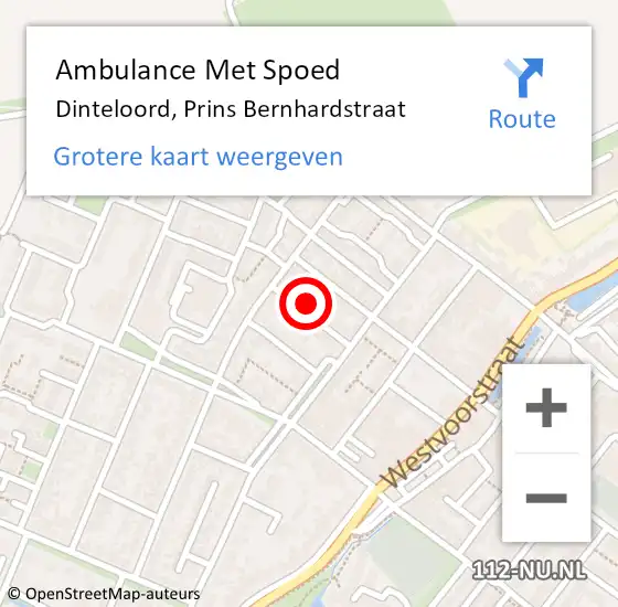 Locatie op kaart van de 112 melding: Ambulance Met Spoed Naar Dinteloord, Prins Bernhardstraat op 19 juli 2017 23:59