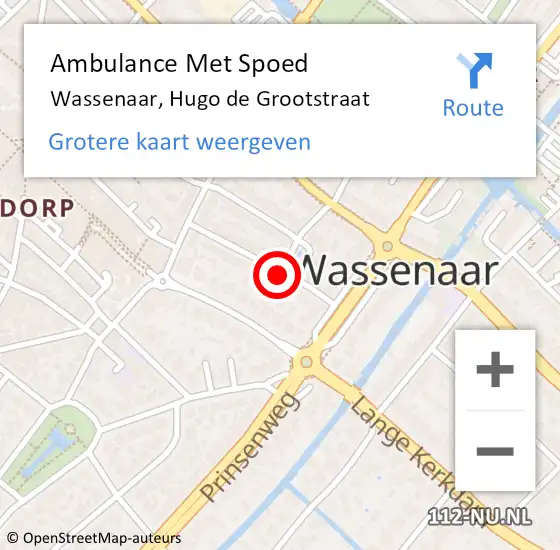 Locatie op kaart van de 112 melding: Ambulance Met Spoed Naar Wassenaar, Hugo de Grootstraat op 20 juli 2017 00:19