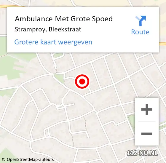 Locatie op kaart van de 112 melding: Ambulance Met Grote Spoed Naar Stramproy, Bleekstraat op 20 juli 2017 02:01