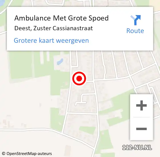 Locatie op kaart van de 112 melding: Ambulance Met Grote Spoed Naar Deest, Zuster Cassianastraat op 20 juli 2017 03:24