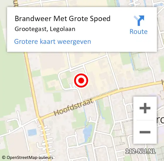 Locatie op kaart van de 112 melding: Brandweer Met Grote Spoed Naar Grootegast, Legolaan op 20 juli 2017 03:45