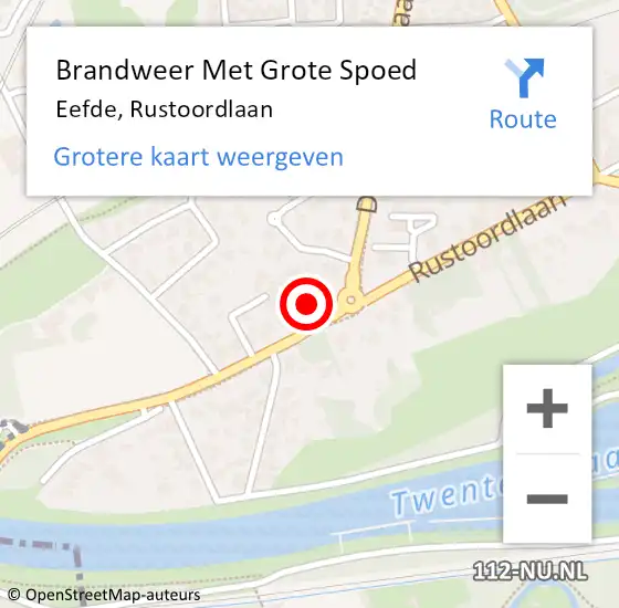 Locatie op kaart van de 112 melding: Brandweer Met Grote Spoed Naar Eefde, Rustoordlaan op 20 juli 2017 03:53