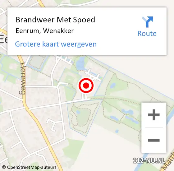 Locatie op kaart van de 112 melding: Brandweer Met Spoed Naar Eenrum, Wenakker op 27 januari 2014 14:02