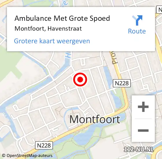 Locatie op kaart van de 112 melding: Ambulance Met Grote Spoed Naar Montfoort, Havenstraat op 20 juli 2017 04:37