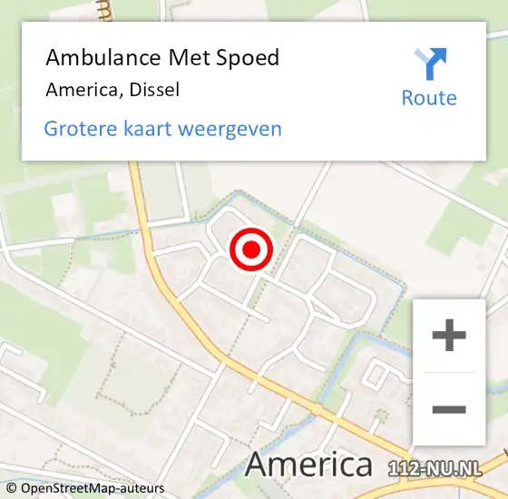 Locatie op kaart van de 112 melding: Ambulance Met Spoed Naar America, Dissel op 27 januari 2014 14:03