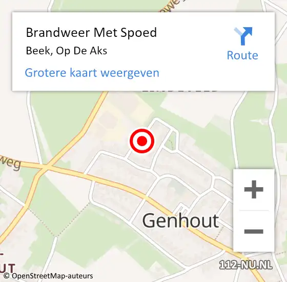 Locatie op kaart van de 112 melding: Brandweer Met Spoed Naar Beek, Op De Aks op 20 juli 2017 05:25