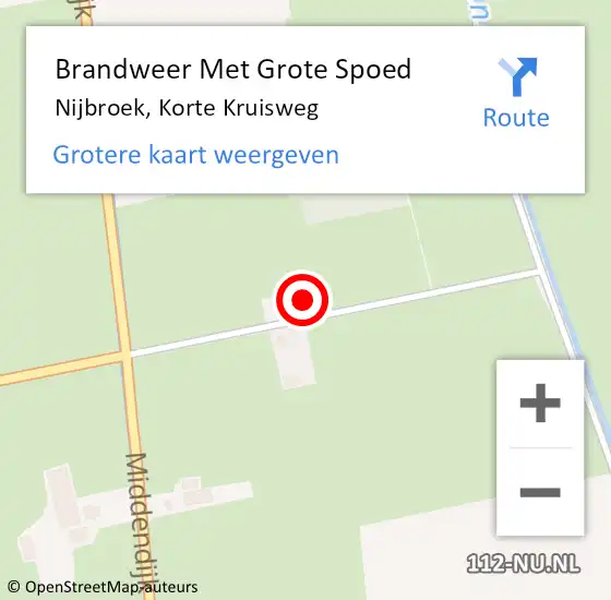 Locatie op kaart van de 112 melding: Brandweer Met Grote Spoed Naar Nijbroek, Korte Kruisweg op 20 juli 2017 05:58