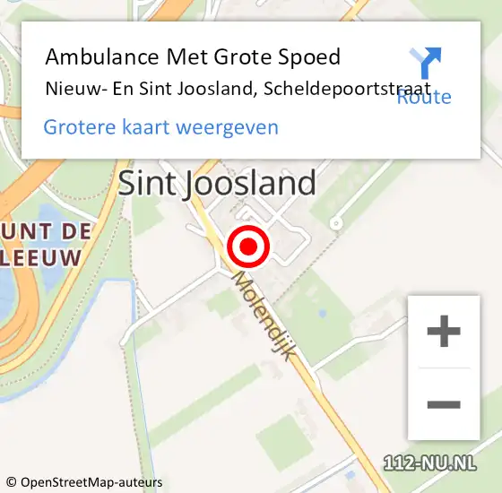 Locatie op kaart van de 112 melding: Ambulance Met Grote Spoed Naar Nieuw- En Sint Joosland, Scheldepoortstraat op 20 juli 2017 07:07