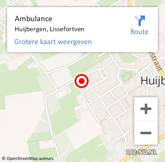 Locatie op kaart van de 112 melding: Ambulance Huijbergen, Lissefortven op 20 juli 2017 07:31