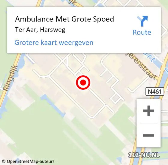 Locatie op kaart van de 112 melding: Ambulance Met Grote Spoed Naar Ter Aar, Harsweg op 20 juli 2017 07:35