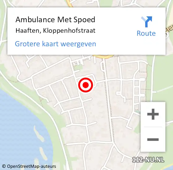 Locatie op kaart van de 112 melding: Ambulance Met Spoed Naar Haaften, Kloppenhofstraat op 20 juli 2017 07:54