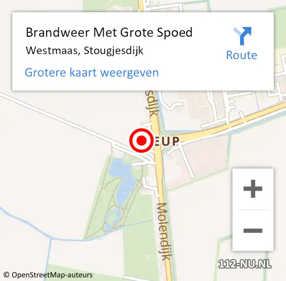 Locatie op kaart van de 112 melding: Brandweer Met Grote Spoed Naar Westmaas, Stougjesdijk op 20 juli 2017 08:48