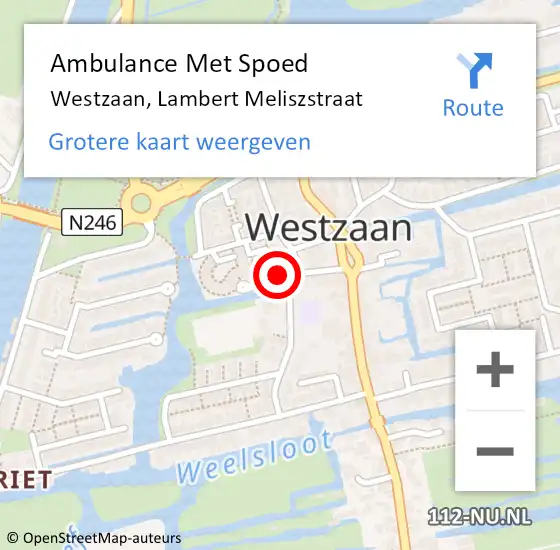 Locatie op kaart van de 112 melding: Ambulance Met Spoed Naar Westzaan, Lambert Meliszstraat op 20 juli 2017 08:53