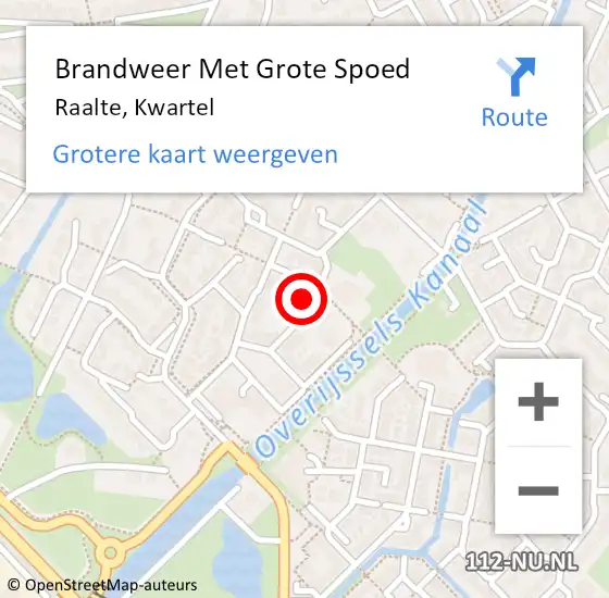 Locatie op kaart van de 112 melding: Brandweer Met Grote Spoed Naar Raalte, Kwartel op 27 januari 2014 14:19