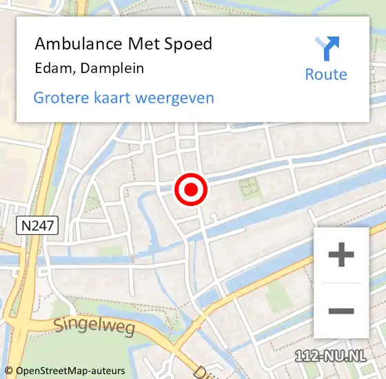 Locatie op kaart van de 112 melding: Ambulance Met Spoed Naar Edam, Damplein op 20 juli 2017 09:43