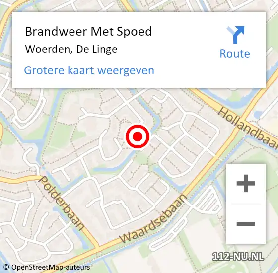 Locatie op kaart van de 112 melding: Brandweer Met Spoed Naar Woerden, De Linge op 20 juli 2017 09:47