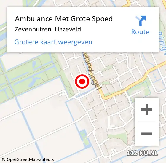 Locatie op kaart van de 112 melding: Ambulance Met Grote Spoed Naar Zevenhuizen, Hazeveld op 20 juli 2017 10:17