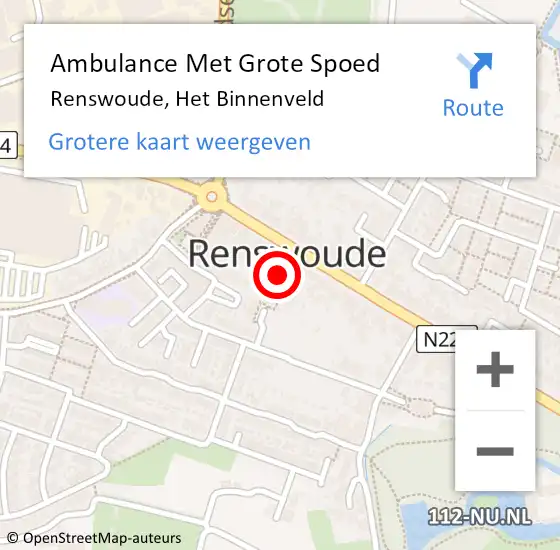 Locatie op kaart van de 112 melding: Ambulance Met Grote Spoed Naar Renswoude, Het Binnenveld op 20 juli 2017 10:28