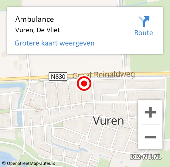 Locatie op kaart van de 112 melding: Ambulance Vuren, De Vliet op 20 juli 2017 11:10