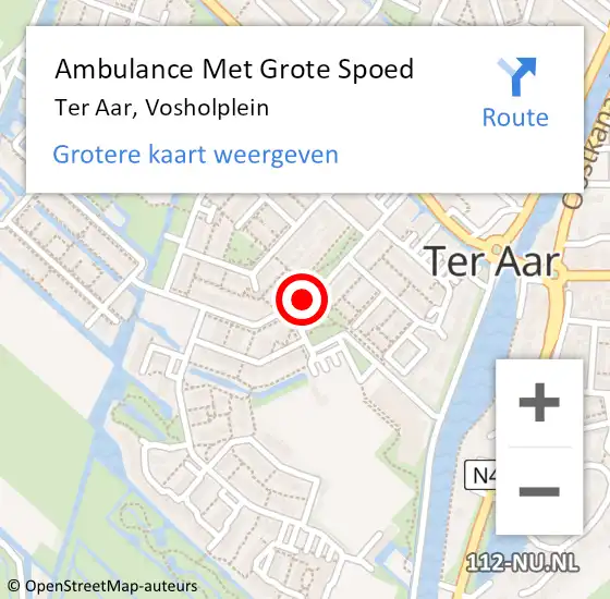 Locatie op kaart van de 112 melding: Ambulance Met Grote Spoed Naar Ter Aar, Vosholplein op 20 juli 2017 12:43