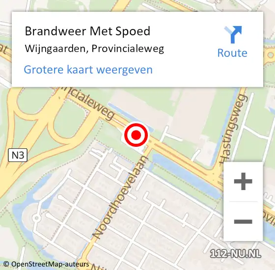 Locatie op kaart van de 112 melding: Brandweer Met Spoed Naar Wijngaarden, Provincialeweg op 20 juli 2017 13:09