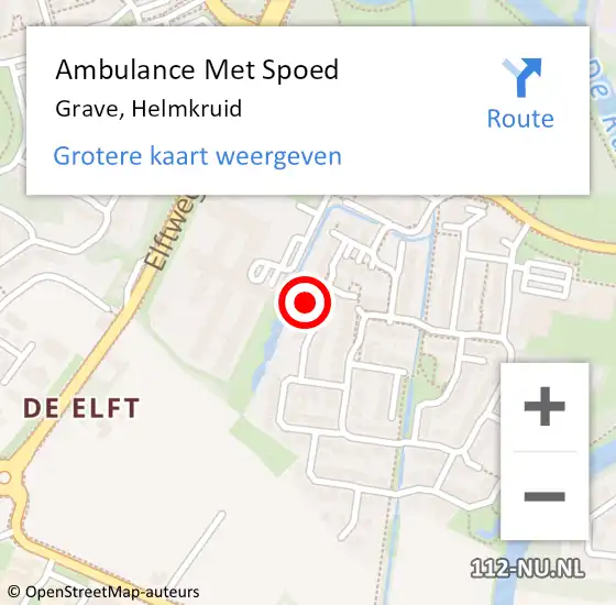 Locatie op kaart van de 112 melding: Ambulance Met Spoed Naar Grave, Helmkruid op 20 juli 2017 13:11