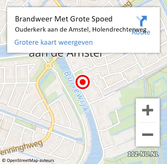 Locatie op kaart van de 112 melding: Brandweer Met Grote Spoed Naar Ouderkerk aan de Amstel, Holendrechterweg op 20 juli 2017 13:31