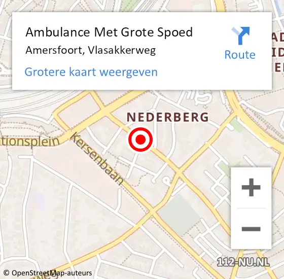 Locatie op kaart van de 112 melding: Ambulance Met Grote Spoed Naar Amersfoort, Vlasakkerweg op 20 juli 2017 13:48