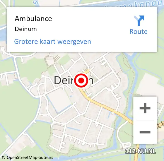 Locatie op kaart van de 112 melding: Ambulance Deinum op 20 juli 2017 13:57