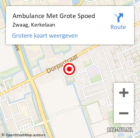 Locatie op kaart van de 112 melding: Ambulance Met Grote Spoed Naar Zwaag, Kerkelaan op 20 juli 2017 14:27