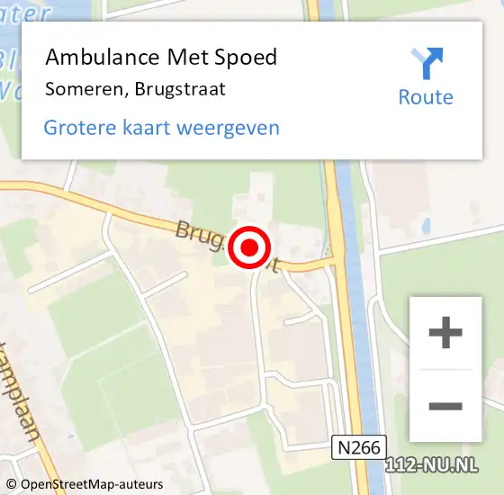 Locatie op kaart van de 112 melding: Ambulance Met Spoed Naar Someren, Brugstraat op 20 juli 2017 15:09