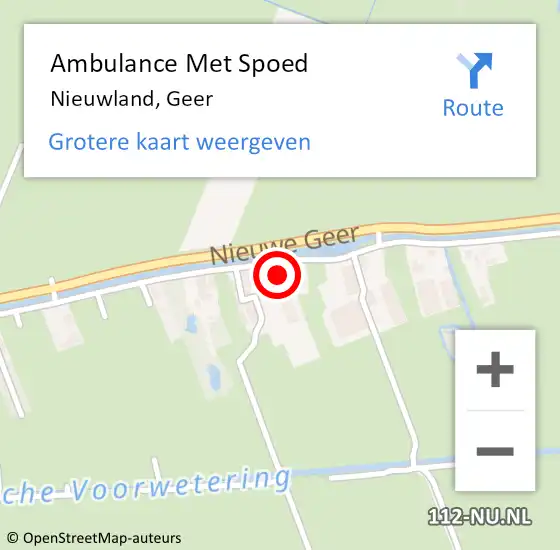 Locatie op kaart van de 112 melding: Ambulance Met Spoed Naar Nieuwland, Geer op 20 juli 2017 15:09