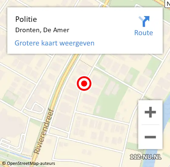 Locatie op kaart van de 112 melding: Politie Dronten, De Amer op 20 juli 2017 15:32