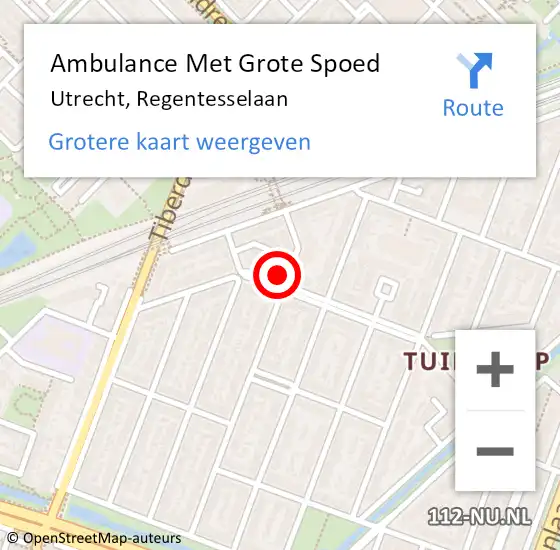 Locatie op kaart van de 112 melding: Ambulance Met Grote Spoed Naar Utrecht, Regentesselaan op 20 juli 2017 16:04