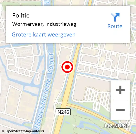 Locatie op kaart van de 112 melding: Politie Wormerveer, Industrieweg op 20 juli 2017 16:47