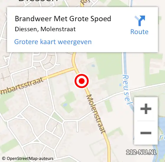 Locatie op kaart van de 112 melding: Brandweer Met Grote Spoed Naar Diessen, Molenstraat op 20 juli 2017 16:47