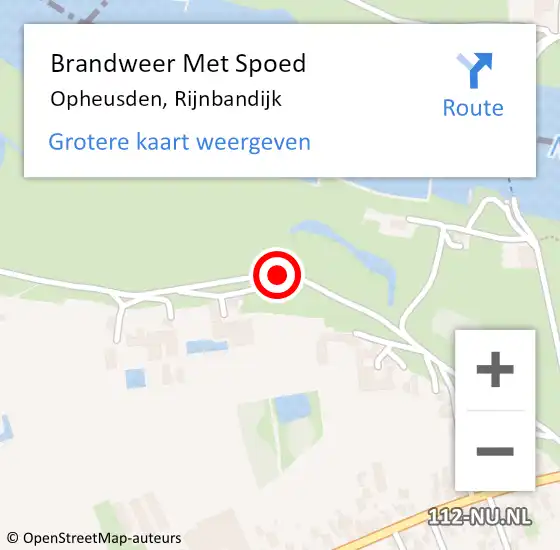 Locatie op kaart van de 112 melding: Brandweer Met Spoed Naar Opheusden, Rijnbandijk op 20 juli 2017 17:38