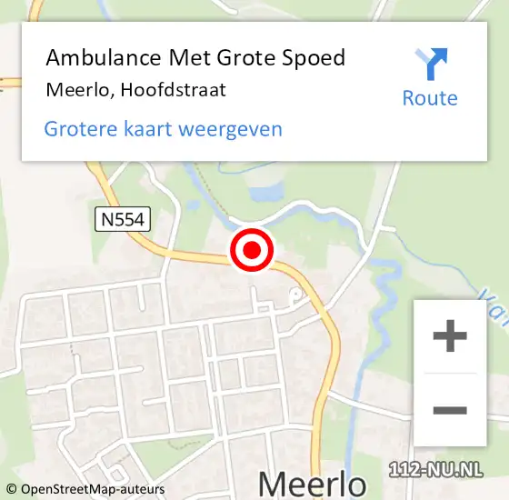 Locatie op kaart van de 112 melding: Ambulance Met Grote Spoed Naar Meerlo, Hoofdstraat op 20 juli 2017 18:14