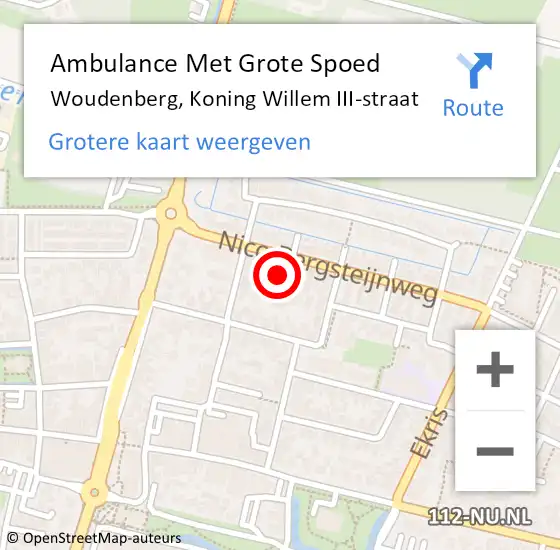 Locatie op kaart van de 112 melding: Ambulance Met Grote Spoed Naar Woudenberg, Koning Willem III-straat op 20 juli 2017 19:32