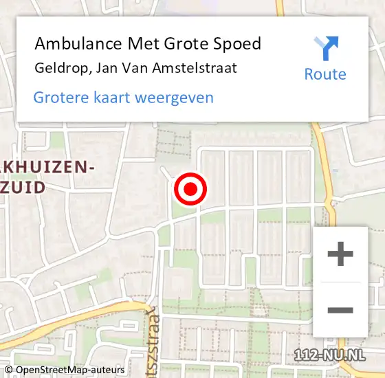 Locatie op kaart van de 112 melding: Ambulance Met Grote Spoed Naar Geldrop, Jan Van Amstelstraat op 20 juli 2017 20:14