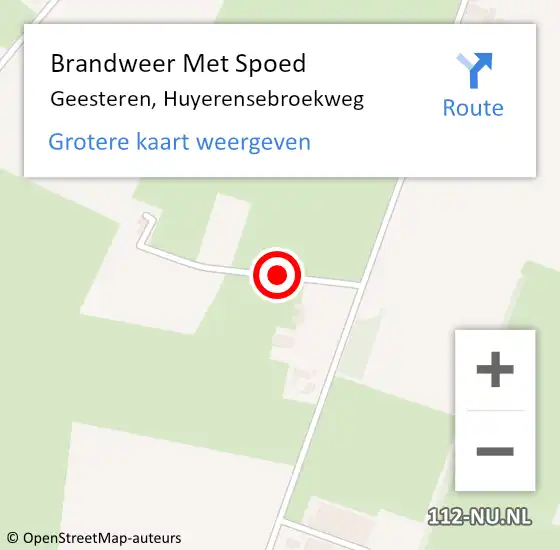 Locatie op kaart van de 112 melding: Brandweer Met Spoed Naar Geesteren, Huyerensebroekweg op 20 juli 2017 20:31