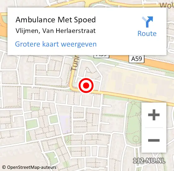 Locatie op kaart van de 112 melding: Ambulance Met Spoed Naar Vlijmen, Van Herlaerstraat op 20 juli 2017 20:36