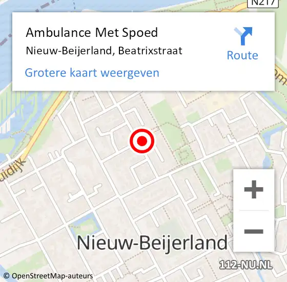 Locatie op kaart van de 112 melding: Ambulance Met Spoed Naar Nieuw-Beijerland, Willem-Alexanderplein op 20 juli 2017 21:12