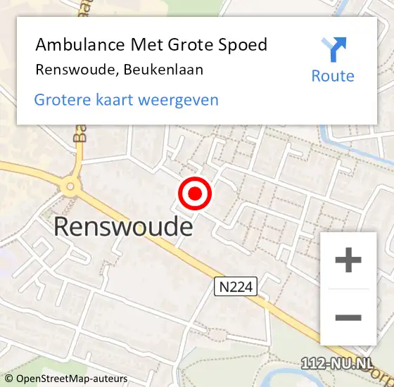 Locatie op kaart van de 112 melding: Ambulance Met Grote Spoed Naar Renswoude, Beukenlaan op 20 juli 2017 21:32