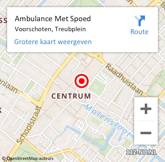 Locatie op kaart van de 112 melding: Ambulance Met Spoed Naar Voorschoten, Treubplein op 20 juli 2017 21:48