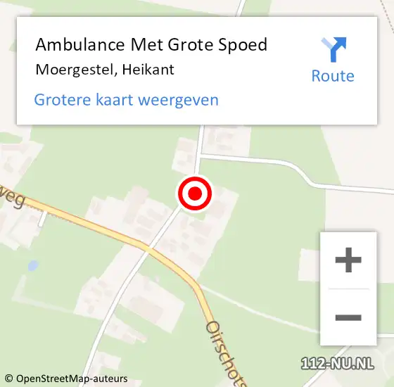 Locatie op kaart van de 112 melding: Ambulance Met Grote Spoed Naar Moergestel, Heikant op 20 juli 2017 22:14